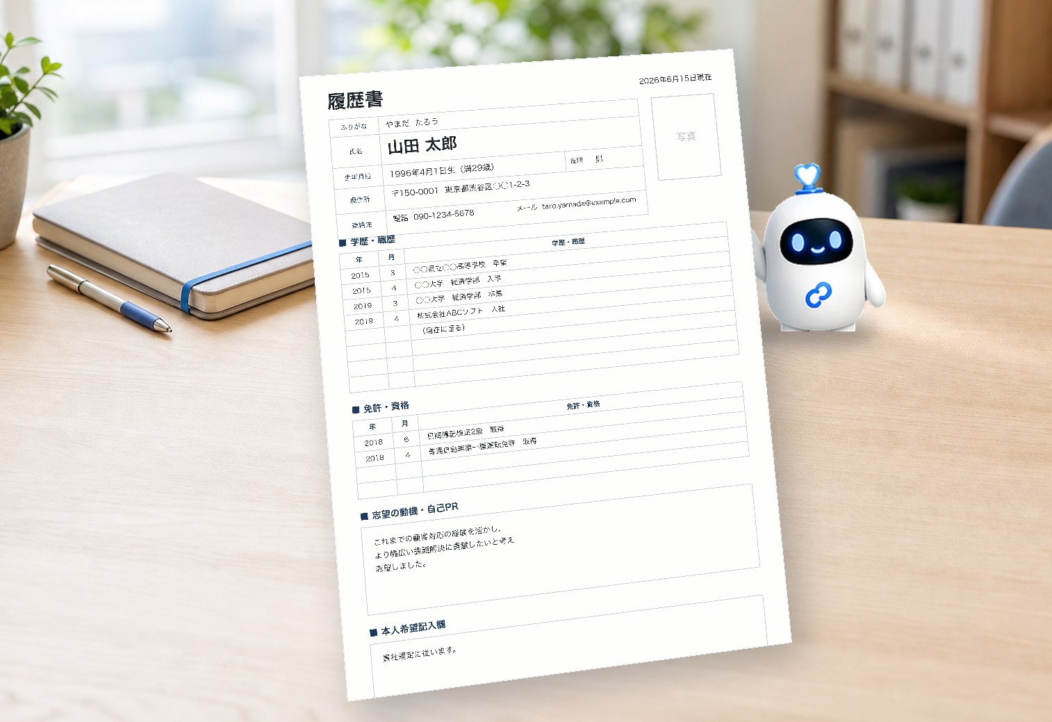 厚労省様式の履歴書サンプル